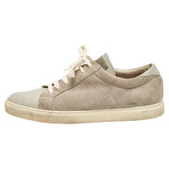 Brunello Cucinelli Zapatillas bajas de ante y piel gris talla 44