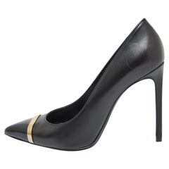 Saint Laurent Black Leather Escarpin Pointed Toe Pumps Size 39.5