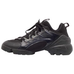 Dior Schwarze Turnschuhe aus Strickstoff und PVC D-Connect Schnürungs-Sneakers Größe 39