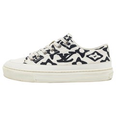 Louis Vuitton X Urs Fischer White/Black Canvas Leather Low Top Sneakers Size 35