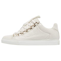 Balenciaga White Leather Arena Lace Up Sneakers Size 36