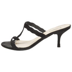 Prada Schwarze Wildleder- Slide-Sandalen Größe 37