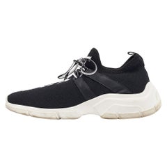 Prada Black/White Knit Fabric Lace Up Sneakers Size 37.5