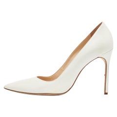 Manolo Blahnik White Leather BB Pumps Size 42