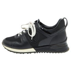 Louis Vuitton Black Leather and Mesh Run Away Sneakers Size 38.5