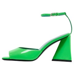 The Attico Green Patent Leather Devon Ankle Strap Sandals Size 38