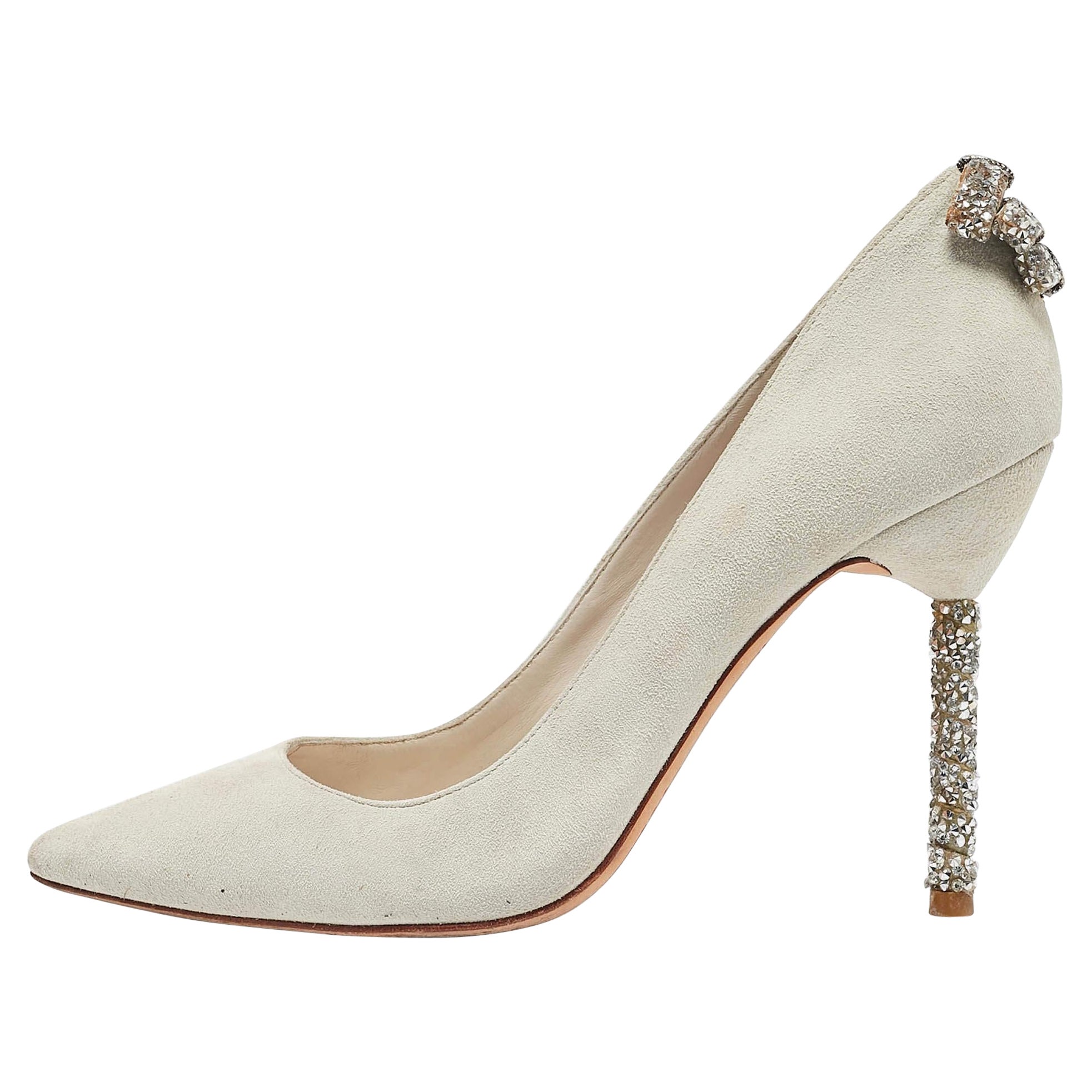Sophia Webster - Pumps a punta in pelle scamosciata grigia - misura 40,5 in vendita