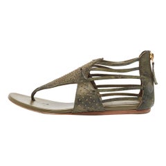 Alexander McQueen flache Ledersandalen in Grün Größe 38