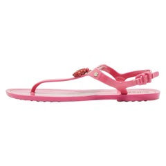 Tod's Sandalias planas de goma rosa con borlas y tachuelas talla 39