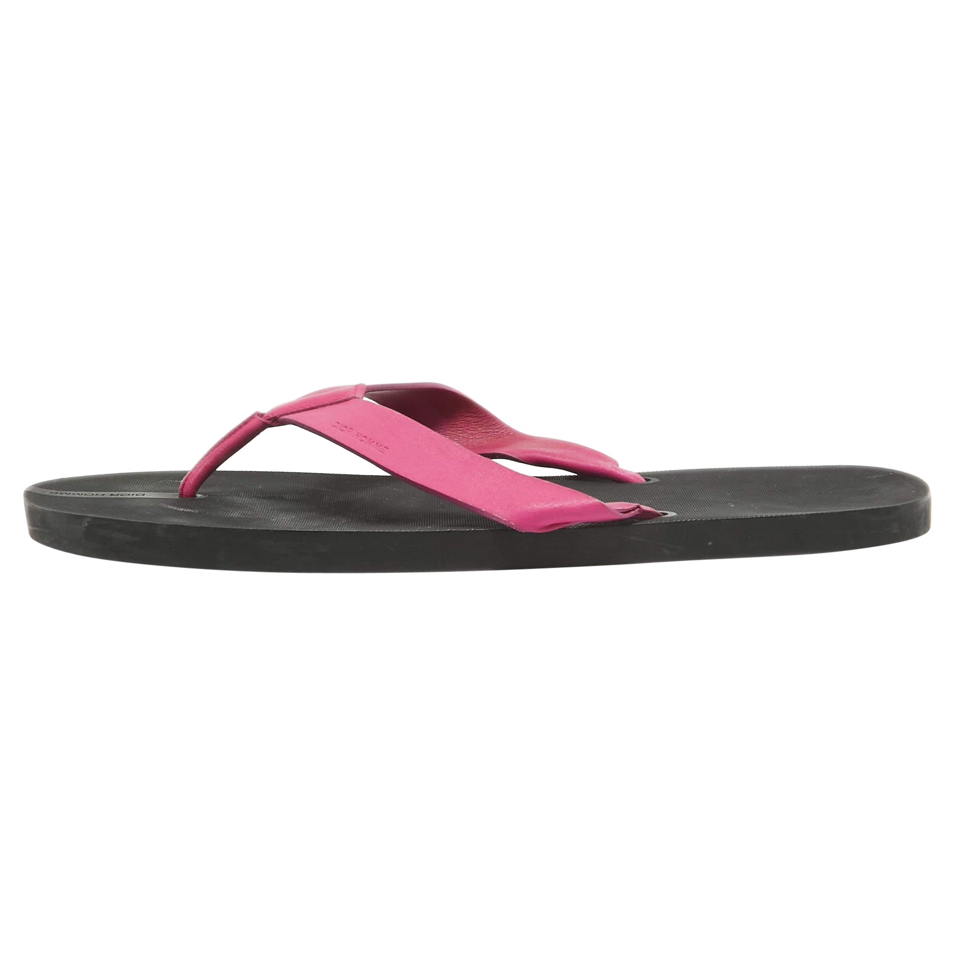 Dior Pink Leather Thong Sandals Size 43 For Sale