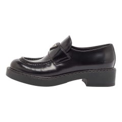 Prada Black Leather Slip On Loafers Size 39
