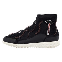 Valentino Black Knit Fabric Low Top Sneakers Size 38.5