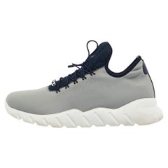 Fendi Grey Neoprene and Leather Lace Up Sneakers Size 43