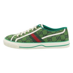 Gucci Green Canvas Tennis 1977 Lace Up Sneakers Size 44