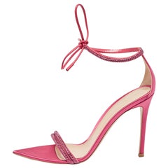 Gianvito Rossi Rosa Satin Montecarlo Sandalen mit Knöchelriemen Größe 39