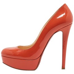 Christian Louboutin Orange Patent New Simple Platform Pumps 37