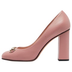 Gucci Pink Leather Horsebit Pumps Size 39.5