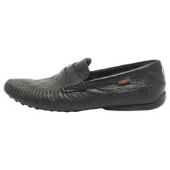 Gucci Black Leather Driver Loafers Size 42.5