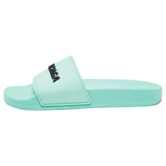 Balenciaga Blue Rubber Pool Slides Size 35