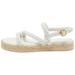 Gianvito Rossi White Braided Leather Espadrille Platform Sandals Taglia 41