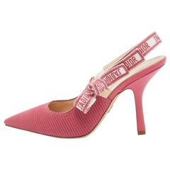 Dior Pink Brocade Fabric J'Adior Slingback Pumps Size 40