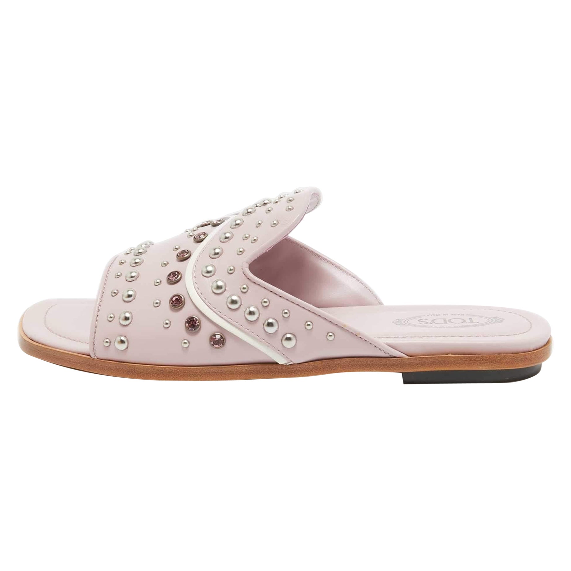 Tod's, pelle viola, cristallo impreziosito, taglia 37,5 in vendita