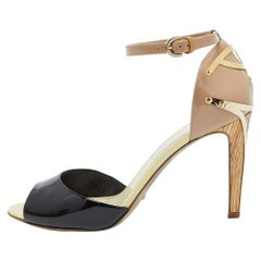 Sergio Rossi Sandalias con correa al tobillo de charol multicolor talla 38.5