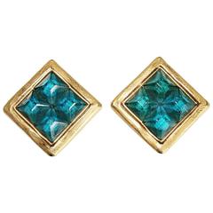 Vintage Surreal Bijoux Billy Boy turquoise square earrings 1986