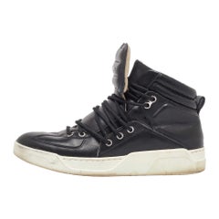Dolce & Gabbana Black Leather Flag High Top Sneakers Size 42