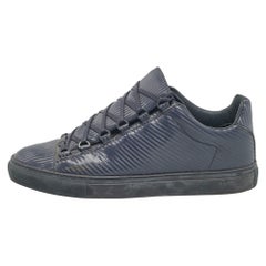 Balenciaga Navy Blue Leather Lace Up Sneakers Size 44