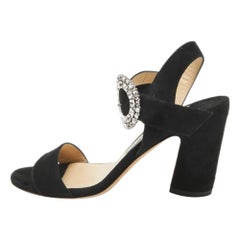 Jimmy Choo Schwarze Mischa-Sandalen aus Wildleder Größe 38