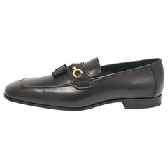 Tom Ford Black Leather Fringe Slip On Loafers Size 44