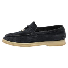 Loro Piana Blue Suede Summer Charms Walk Loafers Size 37