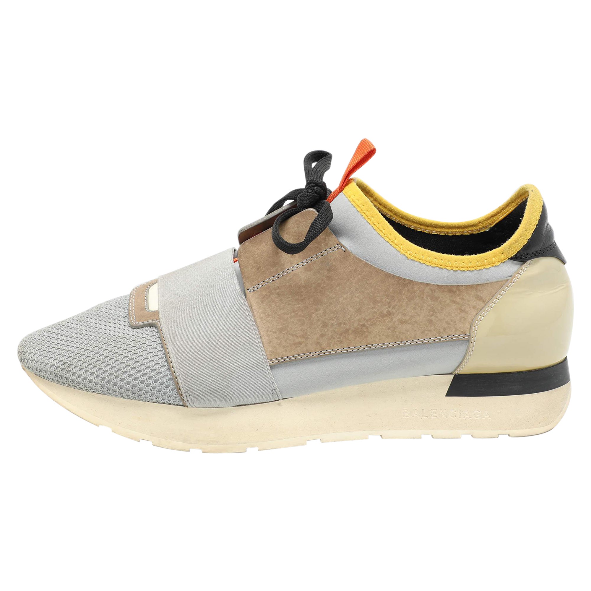 Balenciaga Mehrfarbige Lackleder Mesh Race Runner Low Top Turnschuhe Größe 39