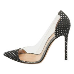 Gianvito Rossi Black/White Fabric and PVC  Plexi Pumps Size 38.5