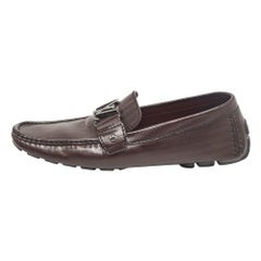 Louis Vuitton Burgundy Leather Monte Carlo Driver Loafers Size 43