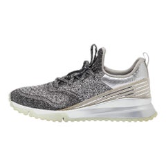 Louis Vuitton Silver/Black Knit Fabric V.N.R Sneakers Size 44