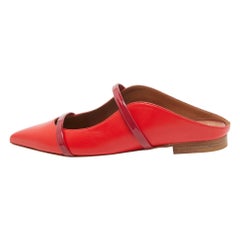 Malone Souliers Red Leather and Patent Leather Maureen Mules Size 36