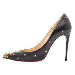 Christian Louboutin Black Leather Degraspike Pumps Size 39