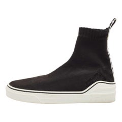 Givenchy Black/White Knit Fabric George V Slip On Sneakers Size 39