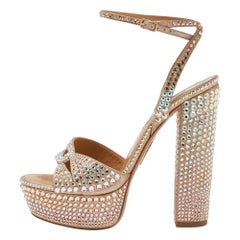 Aquazzura Sandali Sinner in pelle impreziositi da cristalli in oro rosa misura 39