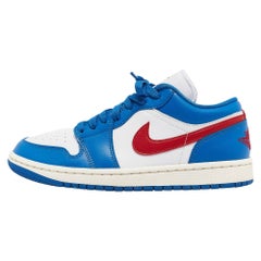 Air Jordans Multicolor Leather Jordan 1 Low Sport Blue Gym Red Sneakers Size 38