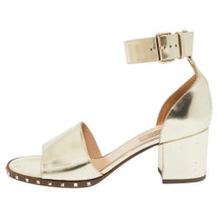 Valentino Sandali con cinturino alla caviglia in pelle oro Soul Rockstud Taglia 38