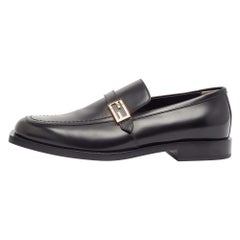 Fendi Black Leather Slip On Loafers Size 41