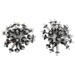 Vintage Fabulous design Coppola e Toppo grey crystal flower earrings 60s