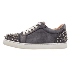 Christian Louboutin Grey Suede Orlato Lace Up Sneakers Size 37