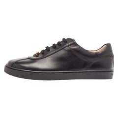 Gianvito Rossi, scarpe da ginnastica basse in pelle nera, misura 39