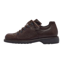 Giorgio Armani Brown Leather Lace Up Sneakers 44.5