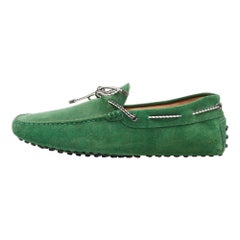 Tod's Green Suede Gommini Bow Loafers Size 41