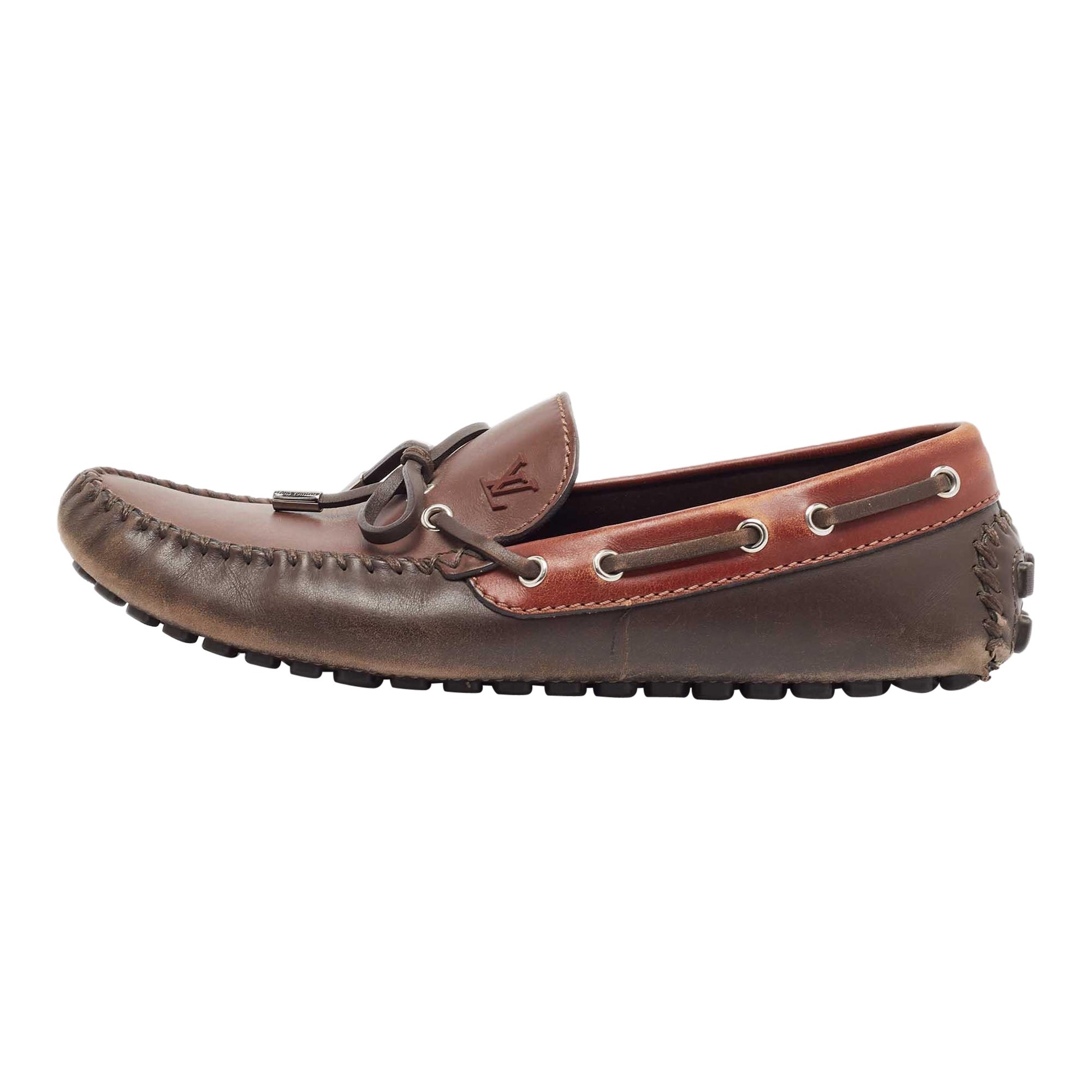 Louis Vuitton Brown Leather Arizona Loafers Size 43 For Sale
